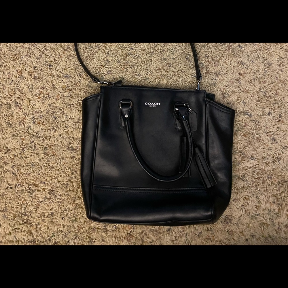 Lightly Used Black Leather COACH Medium Crossbody